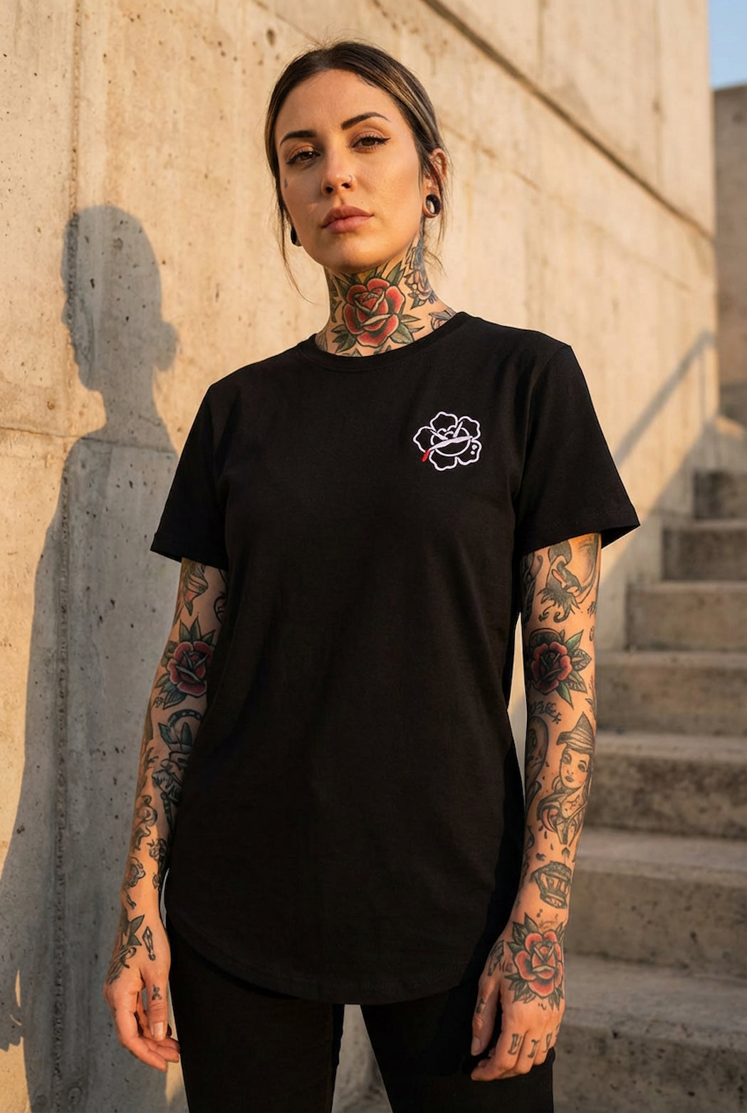 Rosa Black- Slim Fit + Embroidery