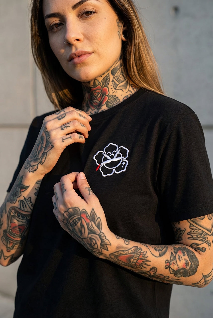 Rosa Black- Slim Fit + Embroidery